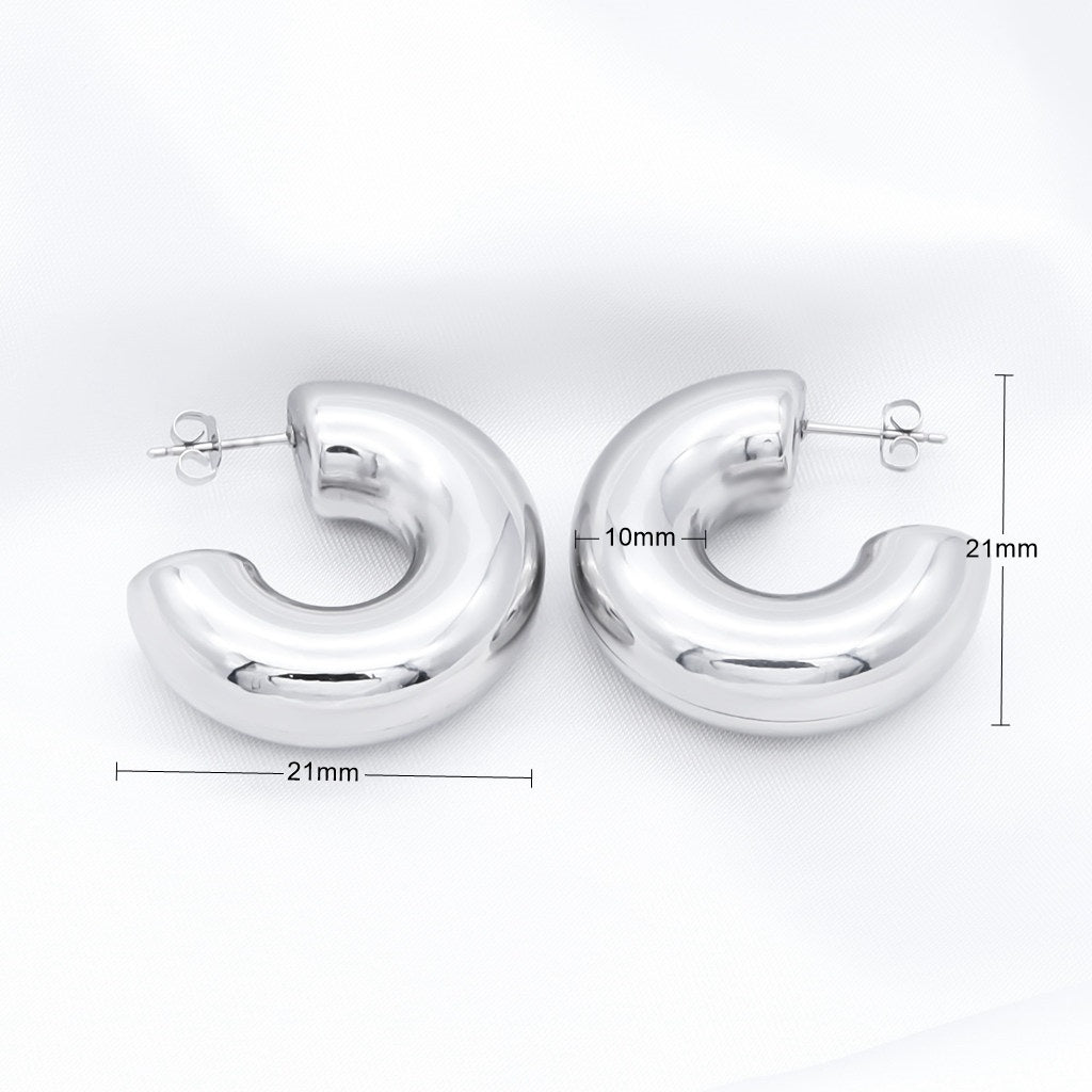 Stainless Steel Chunky Hoop Earrings - Gold-Earrings-3-Glitters