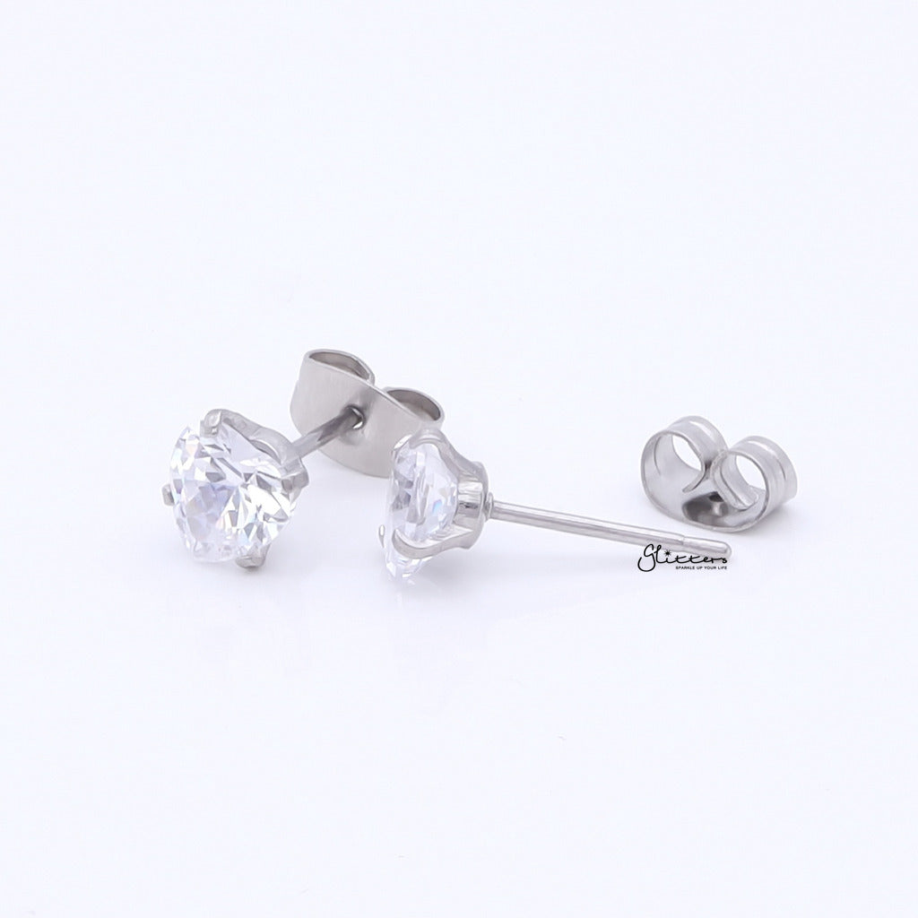 Heart CZ Stainless Steel Stud Earrings-Stud Earrings-3-Glitters