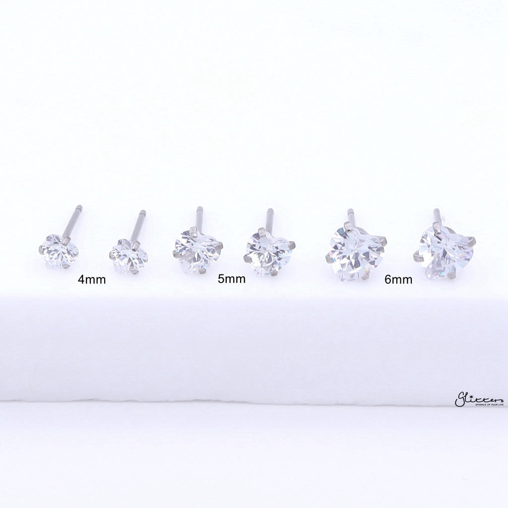 Heart CZ Stainless Steel Stud Earrings-Stud Earrings-5-Glitters