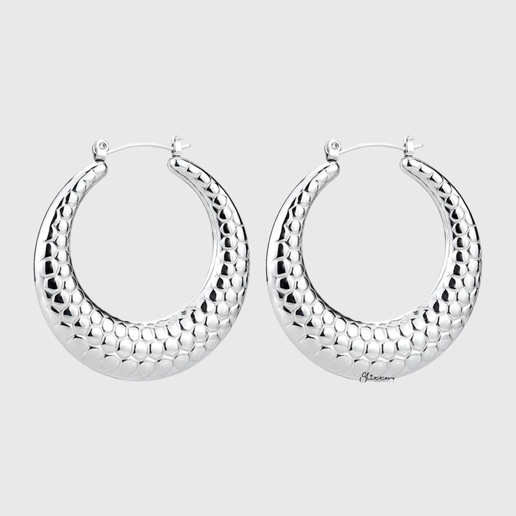 Stainless Steel Chunky Hoop Earrings - Silver-Earrings-1-Glitters