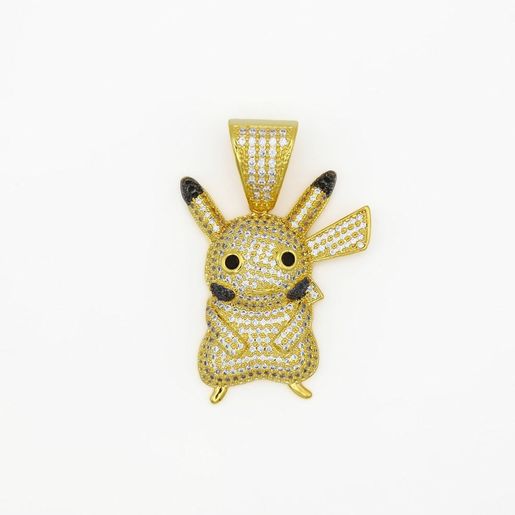 Iced Out Pikachu Pendant - Gold