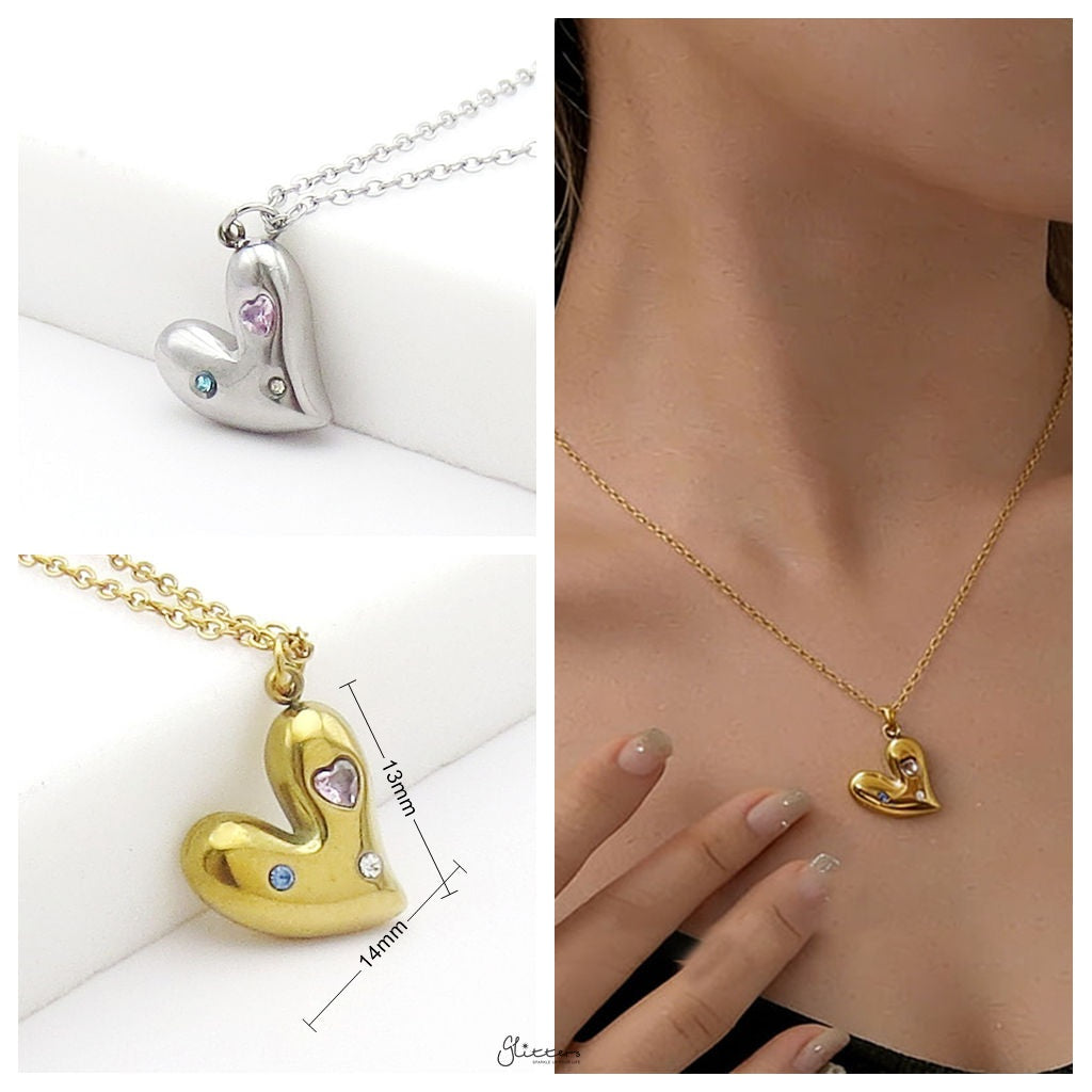 Stainless Steel Liquid Heart Pendant Necklace