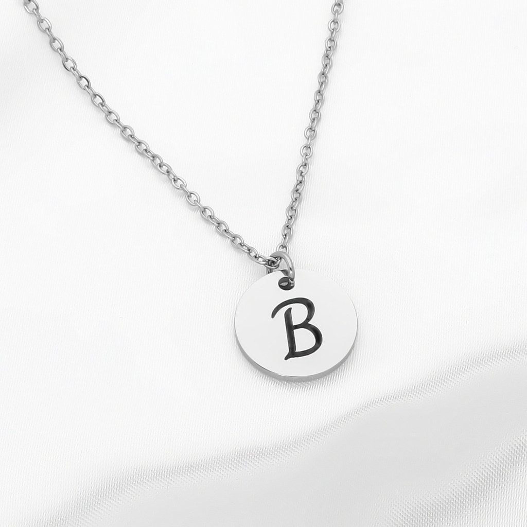 Personalised Round Disc Necklace Initials Symbols Zodiac Birth Flowers