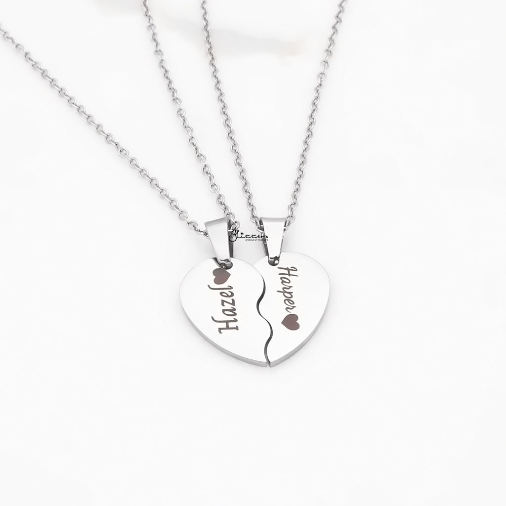 Personalised Best Friends Heart Necklace-Personalised Jewellery-1-Glitters