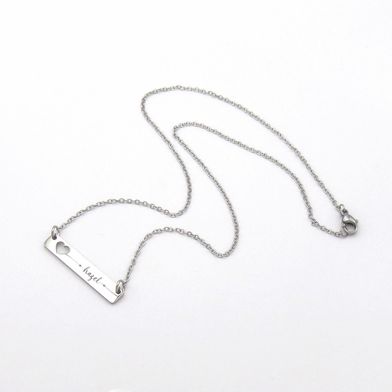 Personalised Heart Cut-Out Link Bar Necklace
