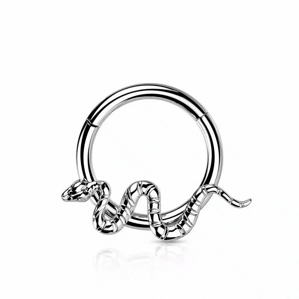 Titanium Snake Hinged Segment Hoop Ring-Septum Rings-1-Glitters