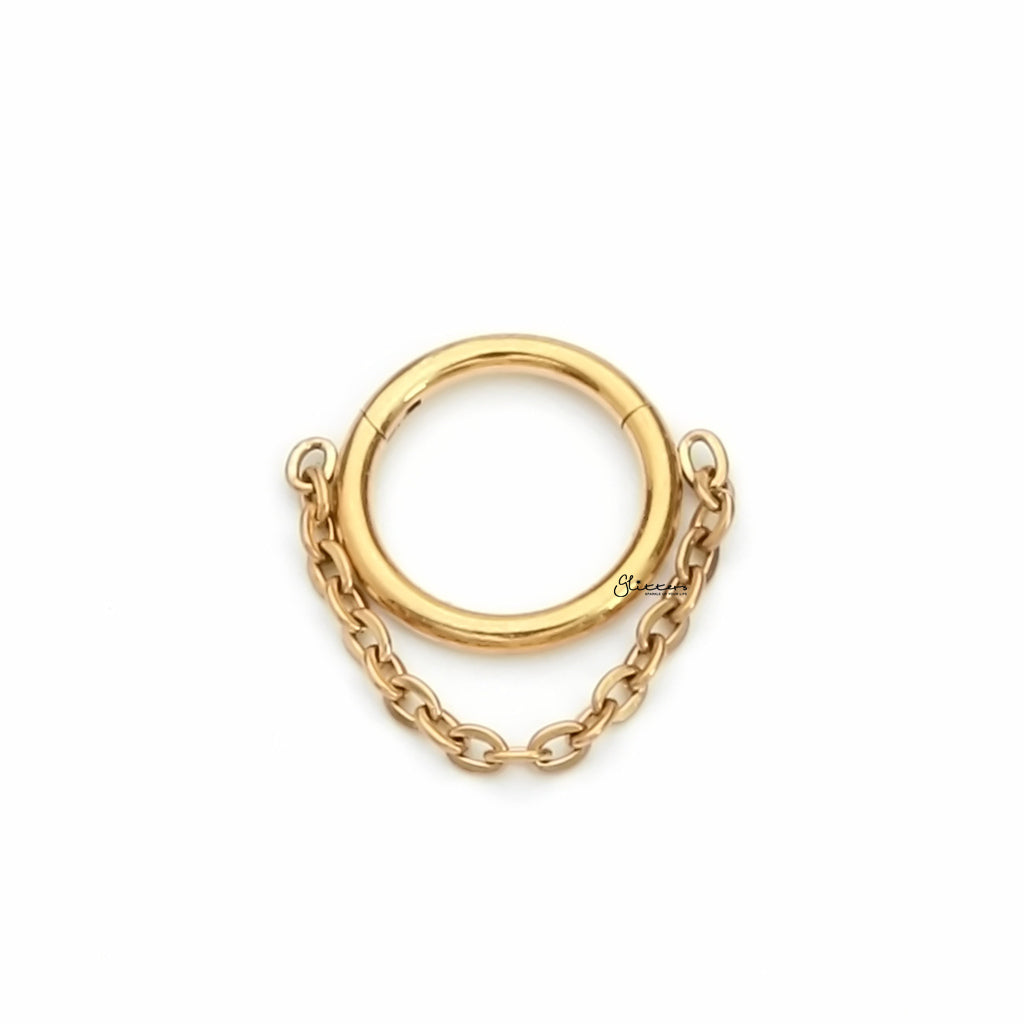 Titanium Hinged Segment Hoop with Chain Link - Gold-Septum Rings-2-Glitters