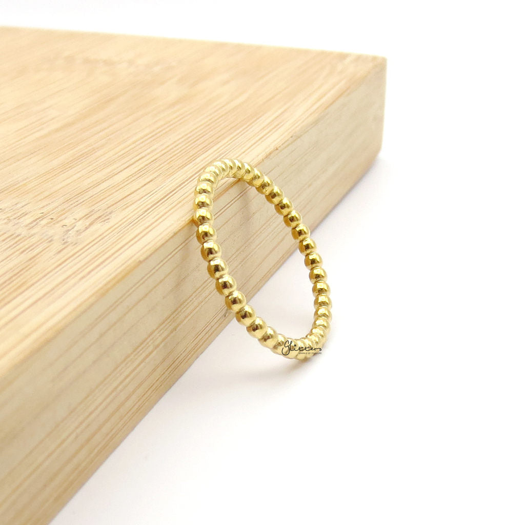 Stainless Steel Bead Stacking Ring - Gold