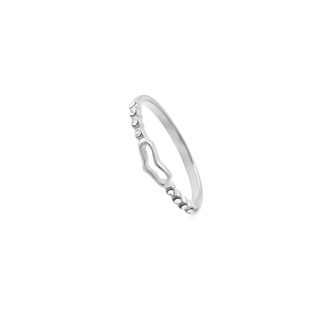 Stainless Steel Hollow Heart Ring - Silver