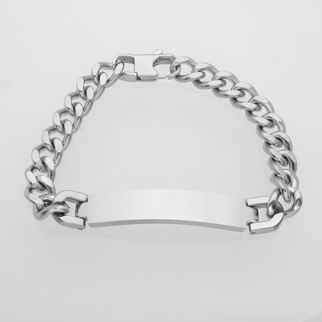 Personalised Stainless Steel 9mm Width ID Bracelet-Stainless Steel Bracelets-1-Glitters