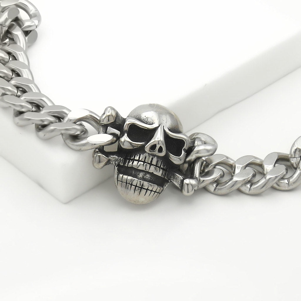 Stainless Steel Gothic Skull Link Bracelet-Stainless Steel Bracelets-4-Glitters