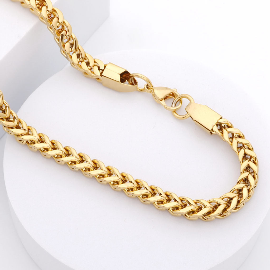 6mm Square Franco Link Chain Necklace - Gold-Stainless Steel Chains-3-Glitters