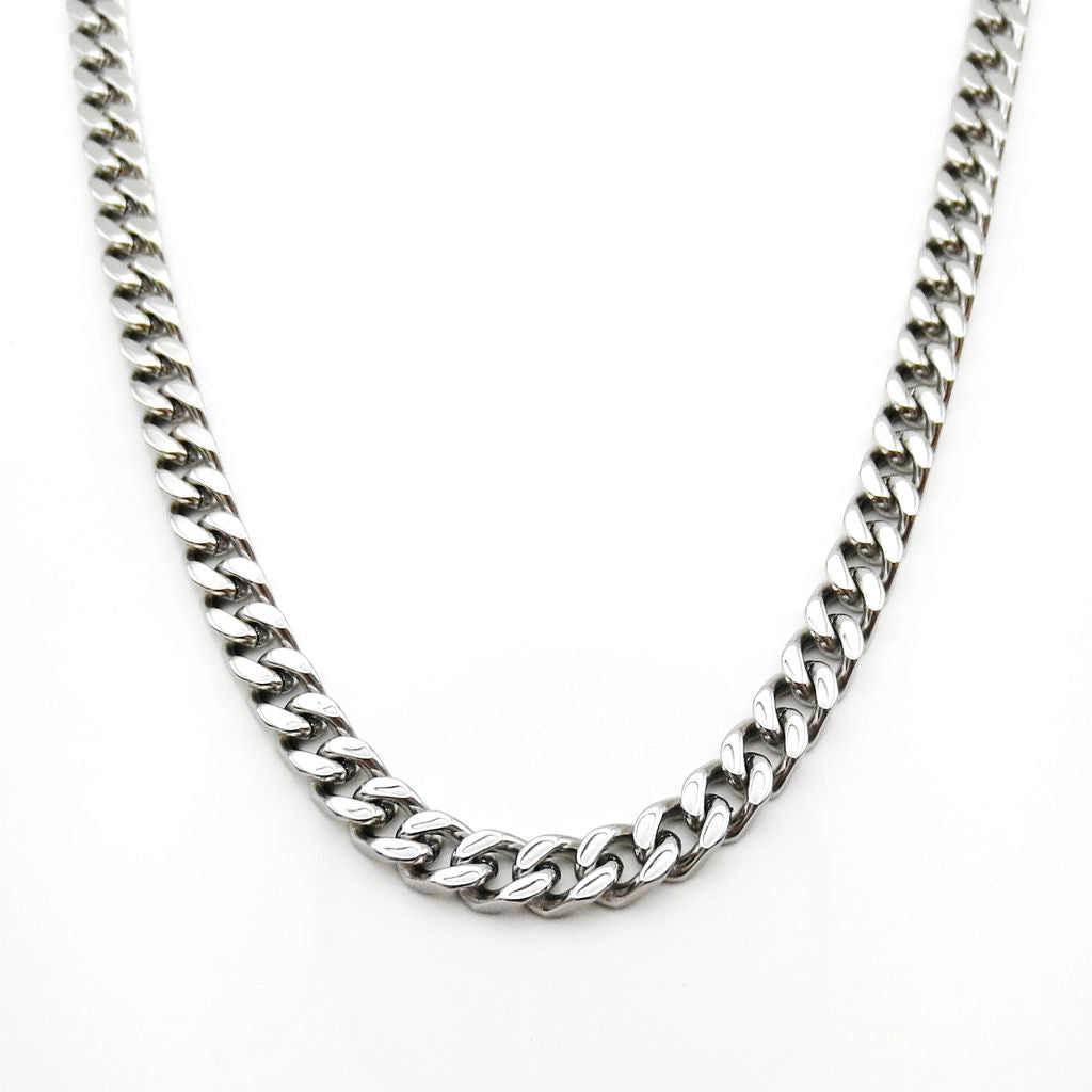 Stainless Steel 6mm Curb Link Chain Necklace - Silver