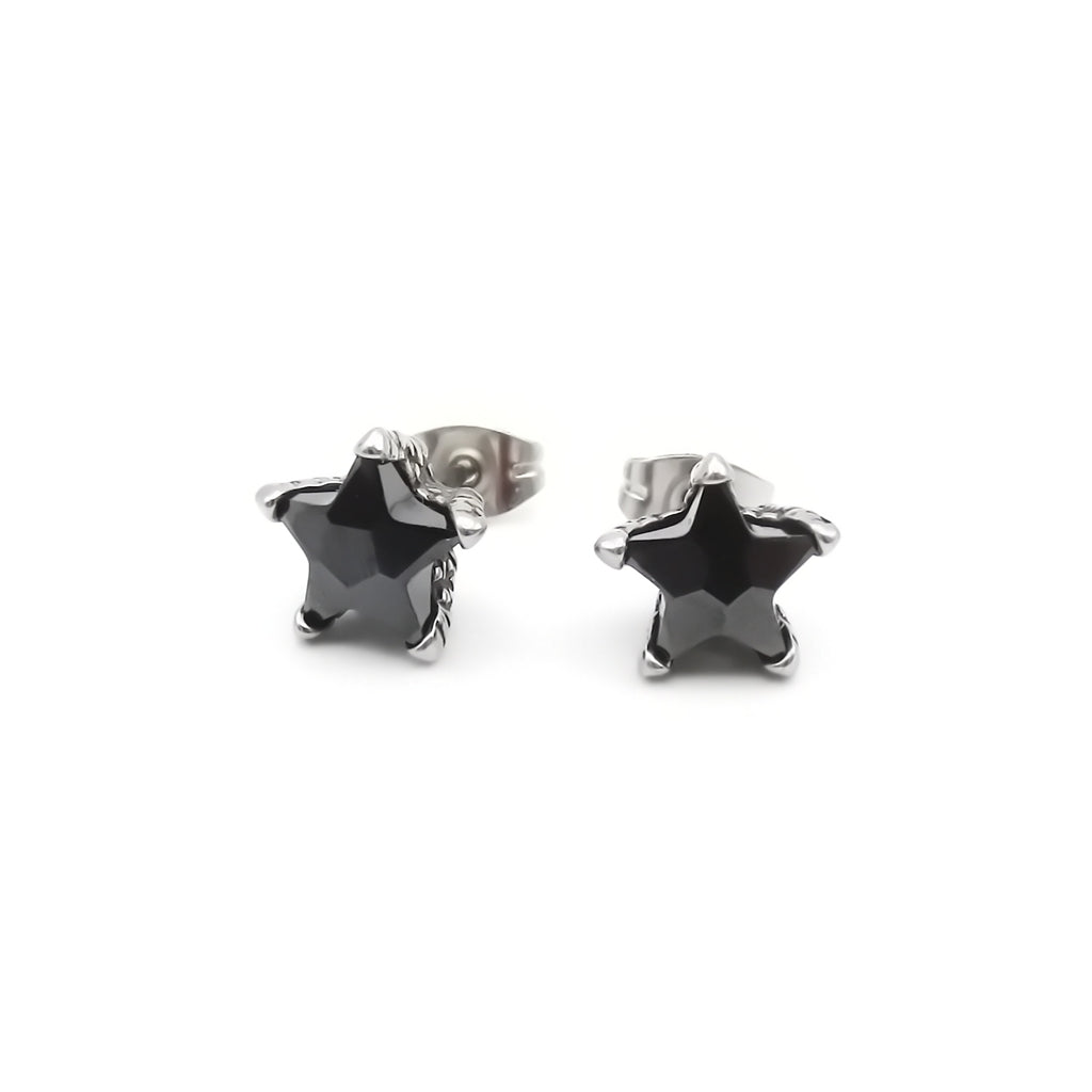 Stainless Steel Star CZ Stud Earrings with Claw Setting-Stud Earrings-3-Glitters
