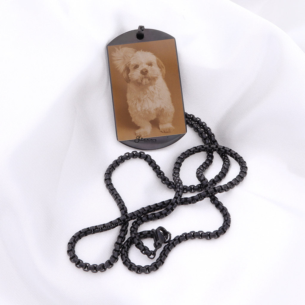 Stainless Steel Dog Tag Necklace + Photo Engraving-Personalised Jewellery-4-Glitters