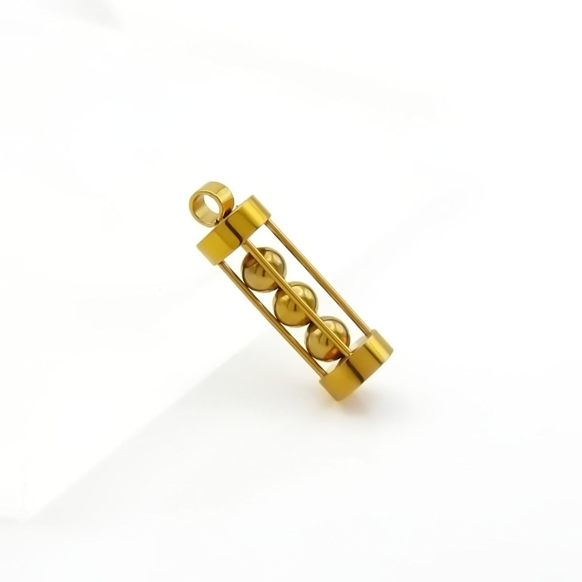 Stainless Steel Tube with 3 Balls Pendant - Gold