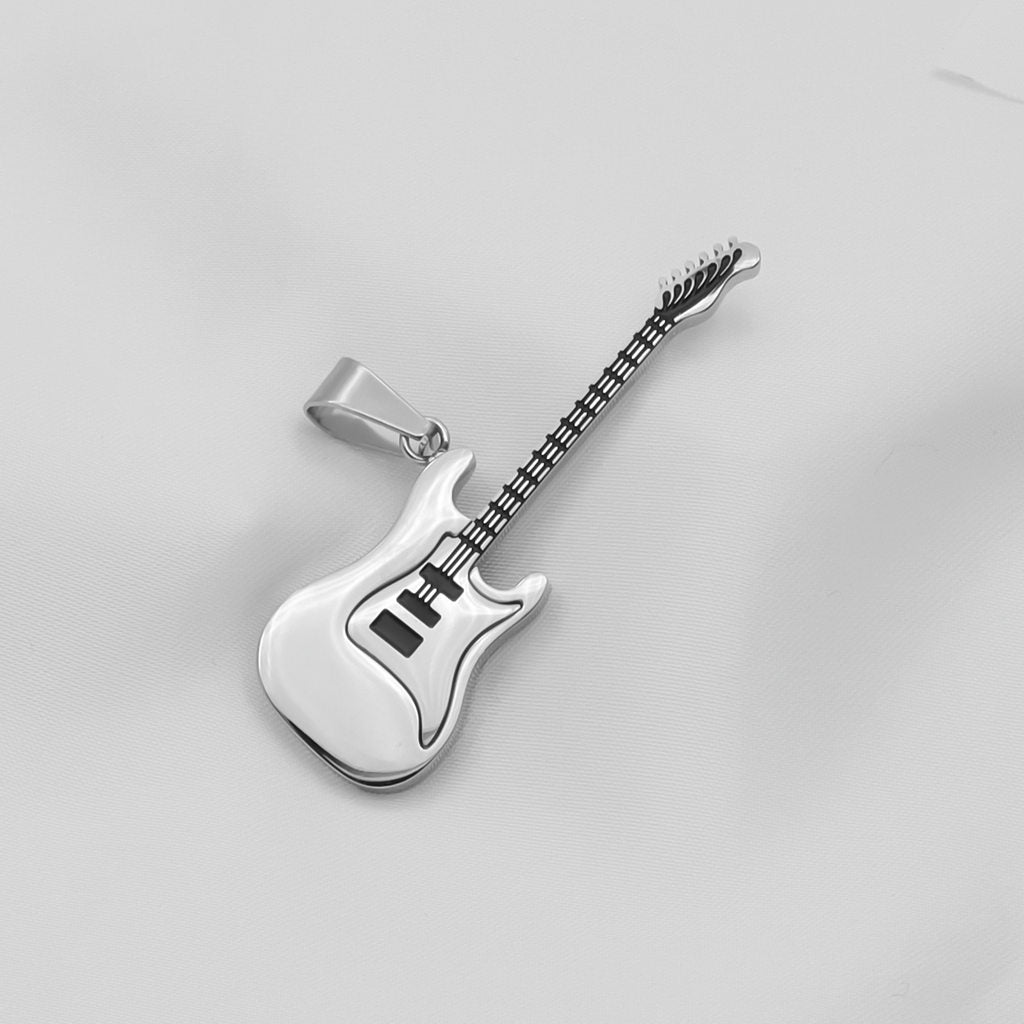 Stainless Steel Guitar Pendant - Silver-Pendants-3-Glitters