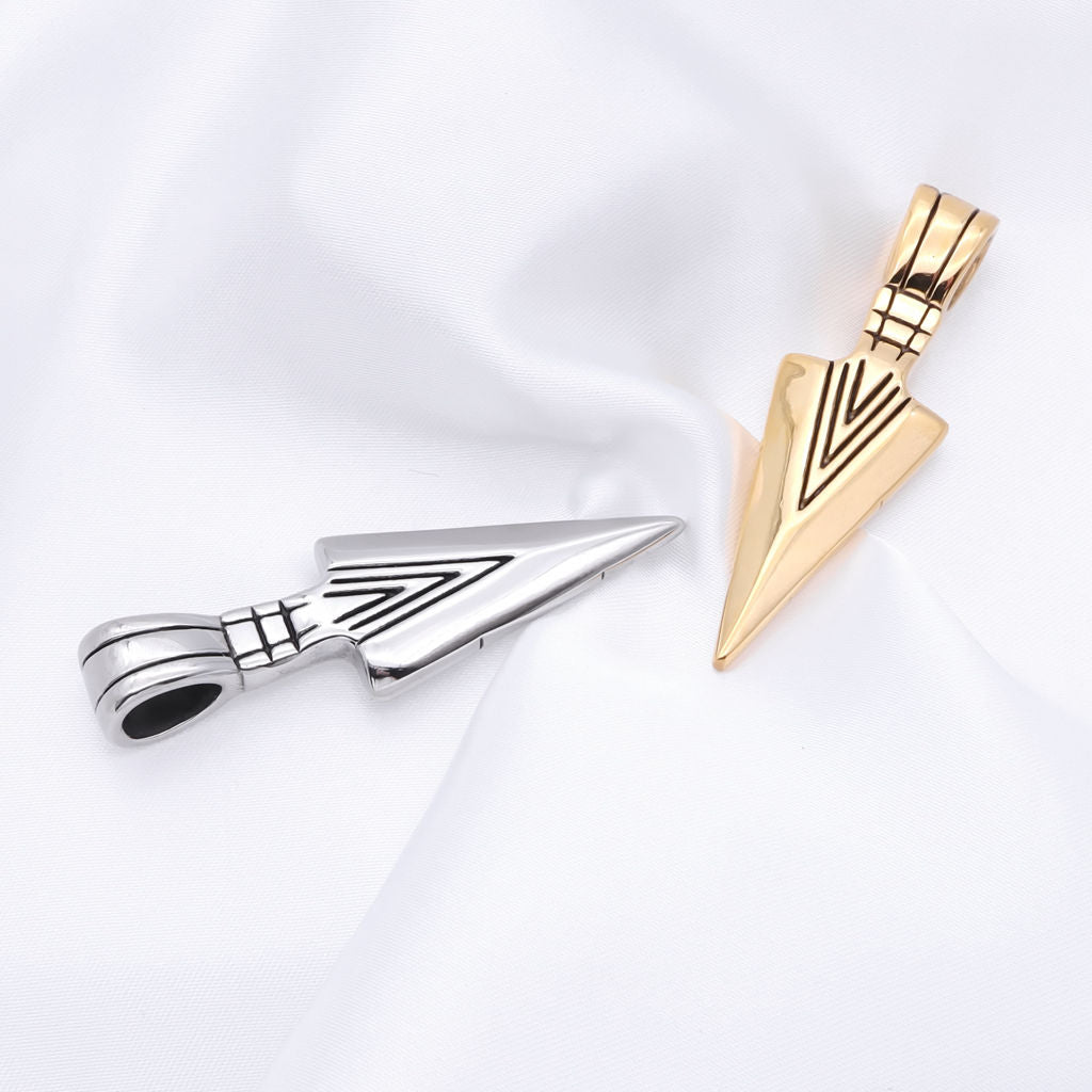 10k Yellow Gold Serrated Arrowhead Pendant - Polished Arrow Head Necklace Or Bracelet Charm
