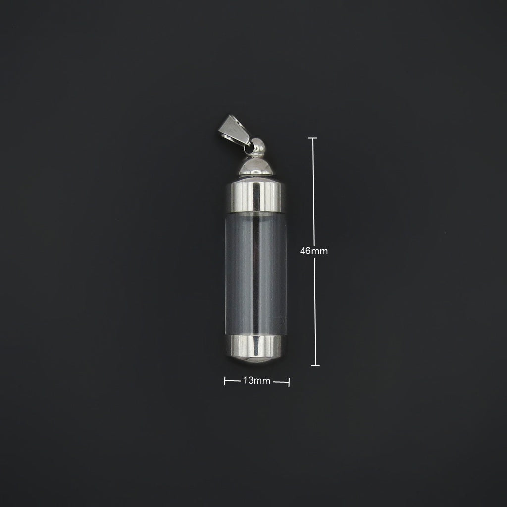 Stainless Steel Screw On Glass Bottle Pendant-Pendants-2-Glitters
