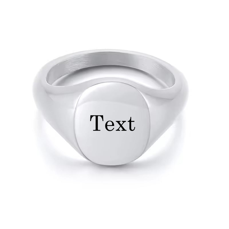 Personalised Stainless Steel Oval Signet Blank Plain Ring