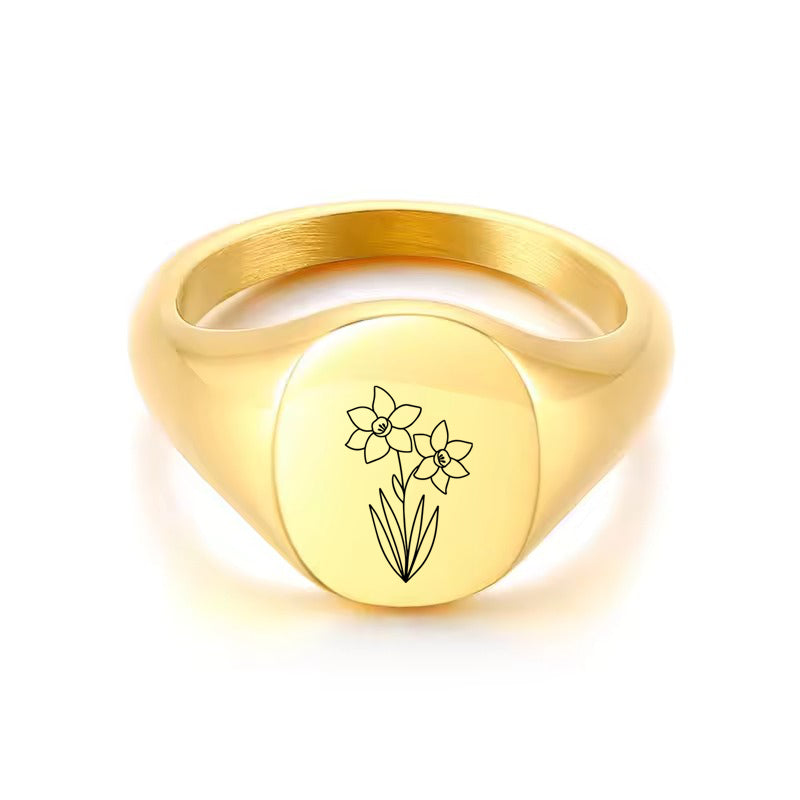 Personalised Stainless Steel Oval Signet Blank Plain Ring