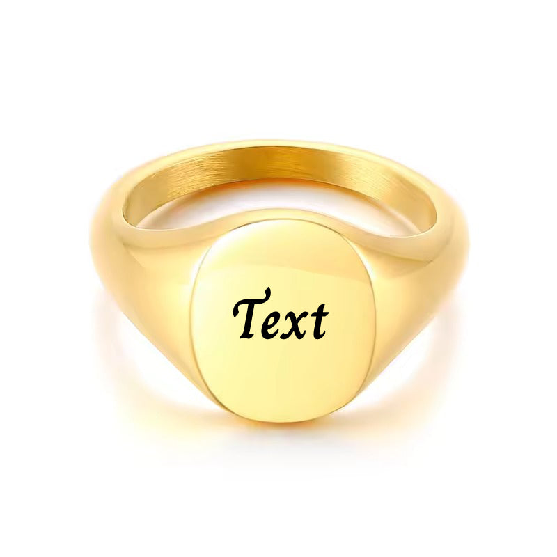 Personalised Stainless Steel Oval Signet Blank Plain Ring