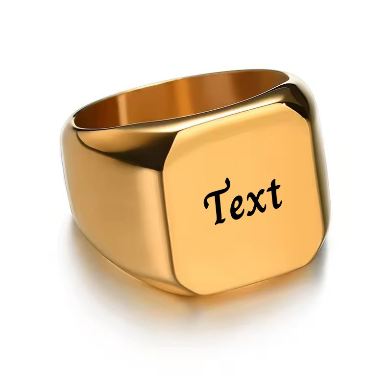 Personalised Stainless Steel Square Shape Ring