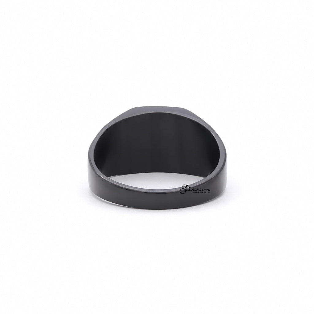 Stainless Steel Square Flat Top Signet Ring - Black-Stainless Steel Rings-4-Glitters