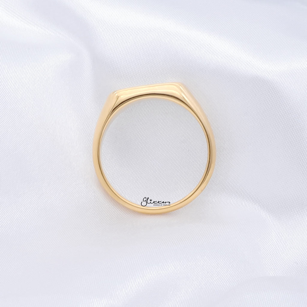 Stainless Steel Rectangle Signet Ring - Gold-Stainless Steel Rings-3-Glitters