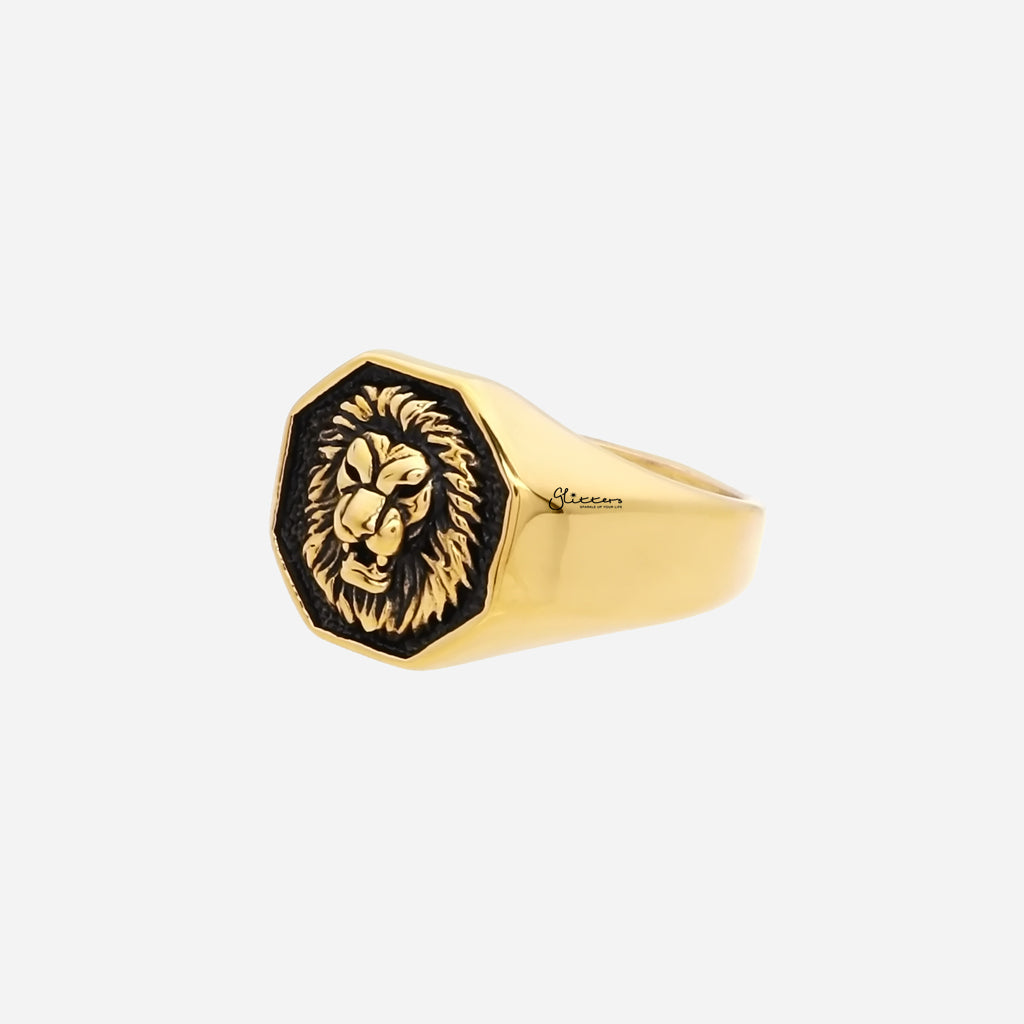 Stainless Steel Lion Ring - Gold-Stainless Steel Rings-4-Glitters