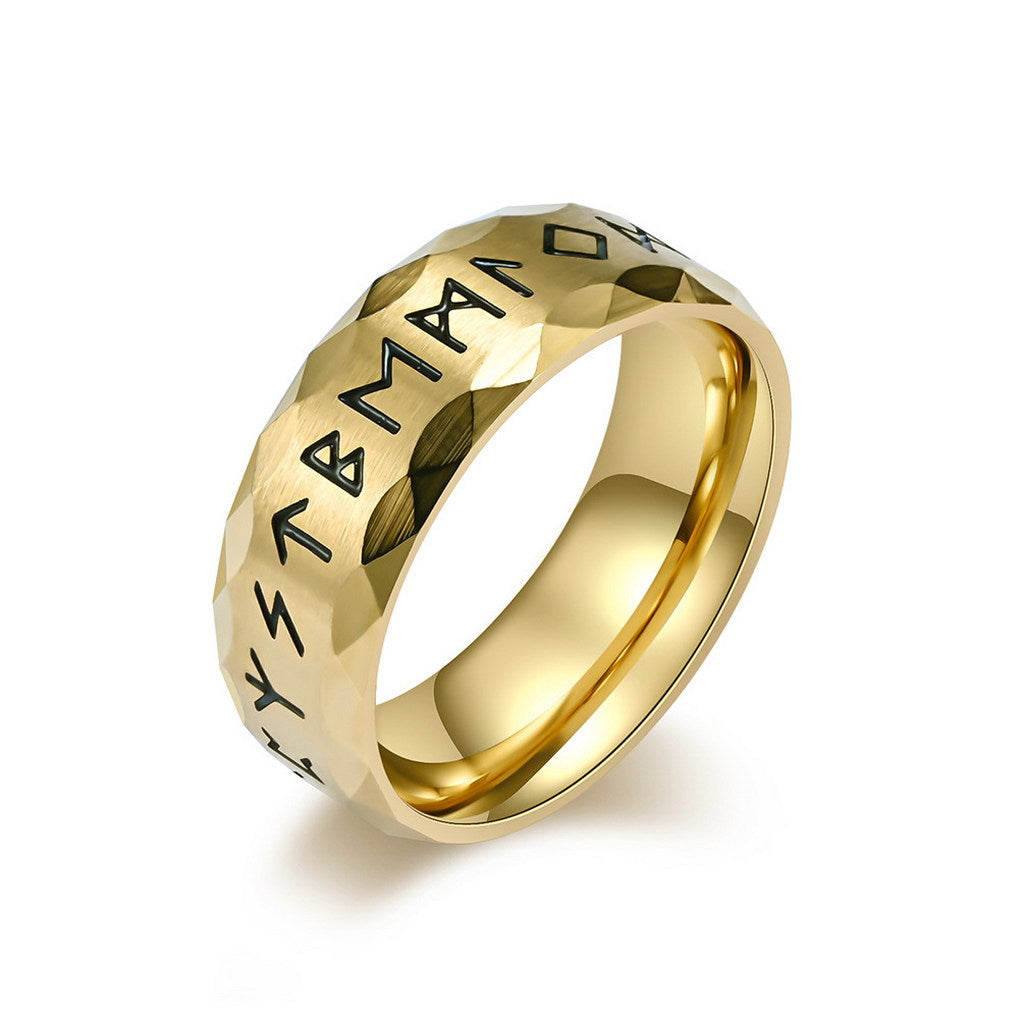 Gold Plated Stainless Steel Viking Norse Rune Ring | Glitters