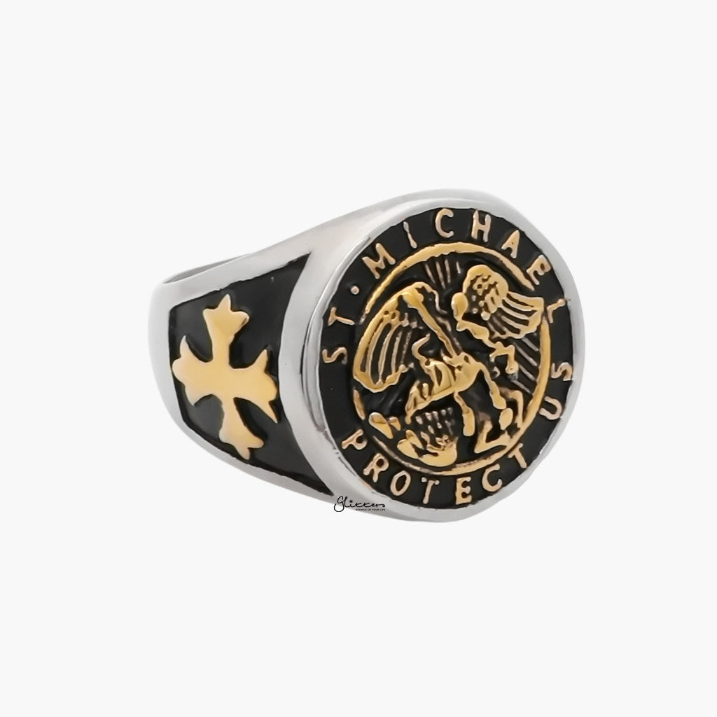 Stainless Steel Archangel Saint Michael Ring-Stainless Steel Rings-2-Glitters