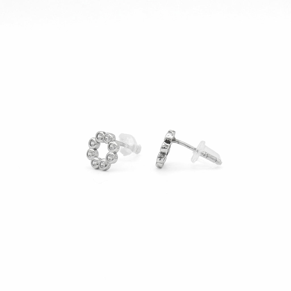 Sterling Silver Open Circle CZ Stud Earrings