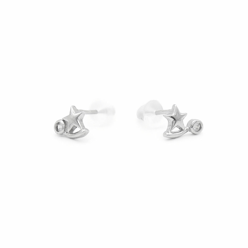 Sterling Silver Shooting Star CZ Stud Earrings