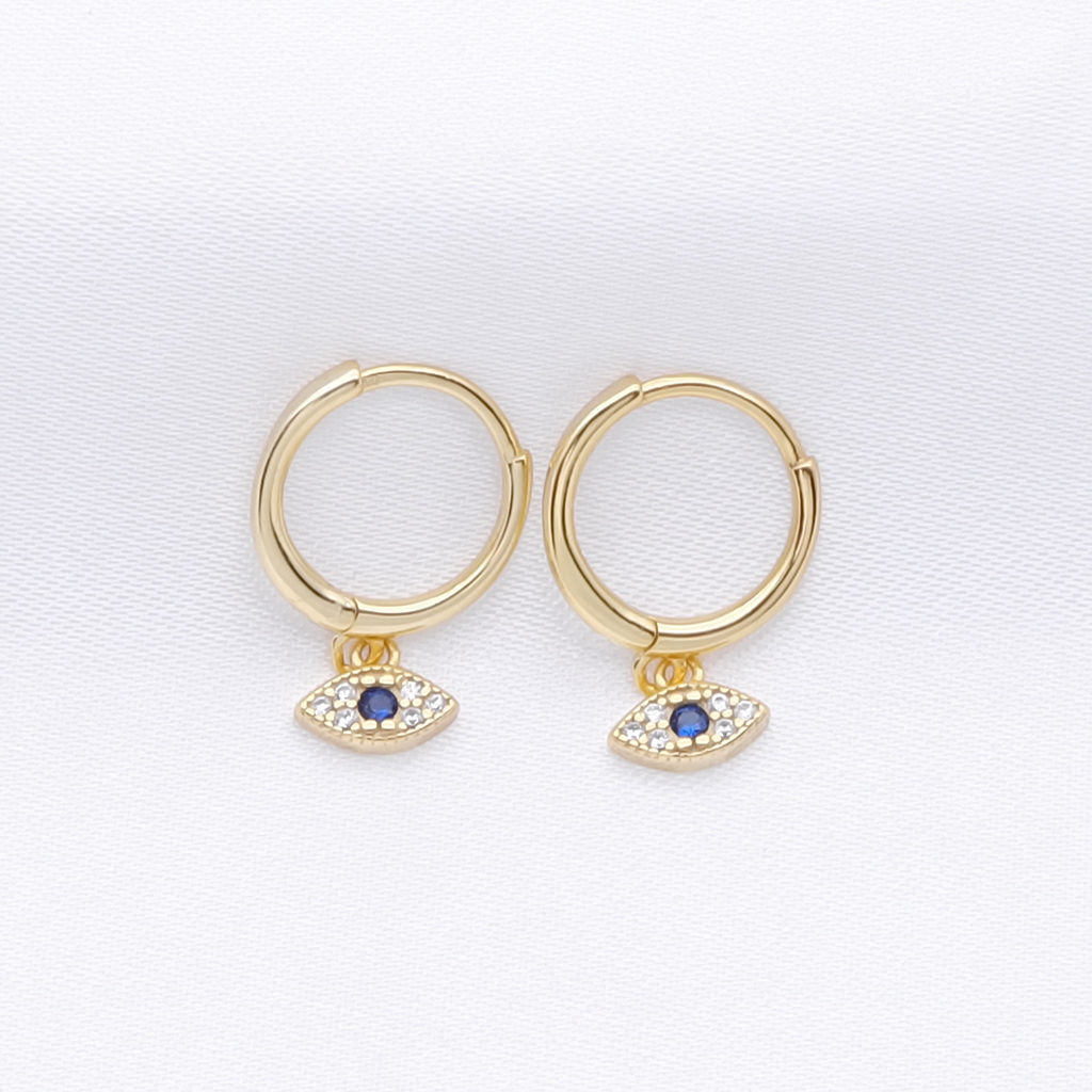 Evil eye hot sale huggie earrings