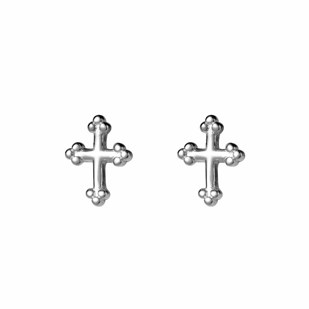 Gothic Cross Stud Earrings - Silver-Stud Earrings-1-Glitters