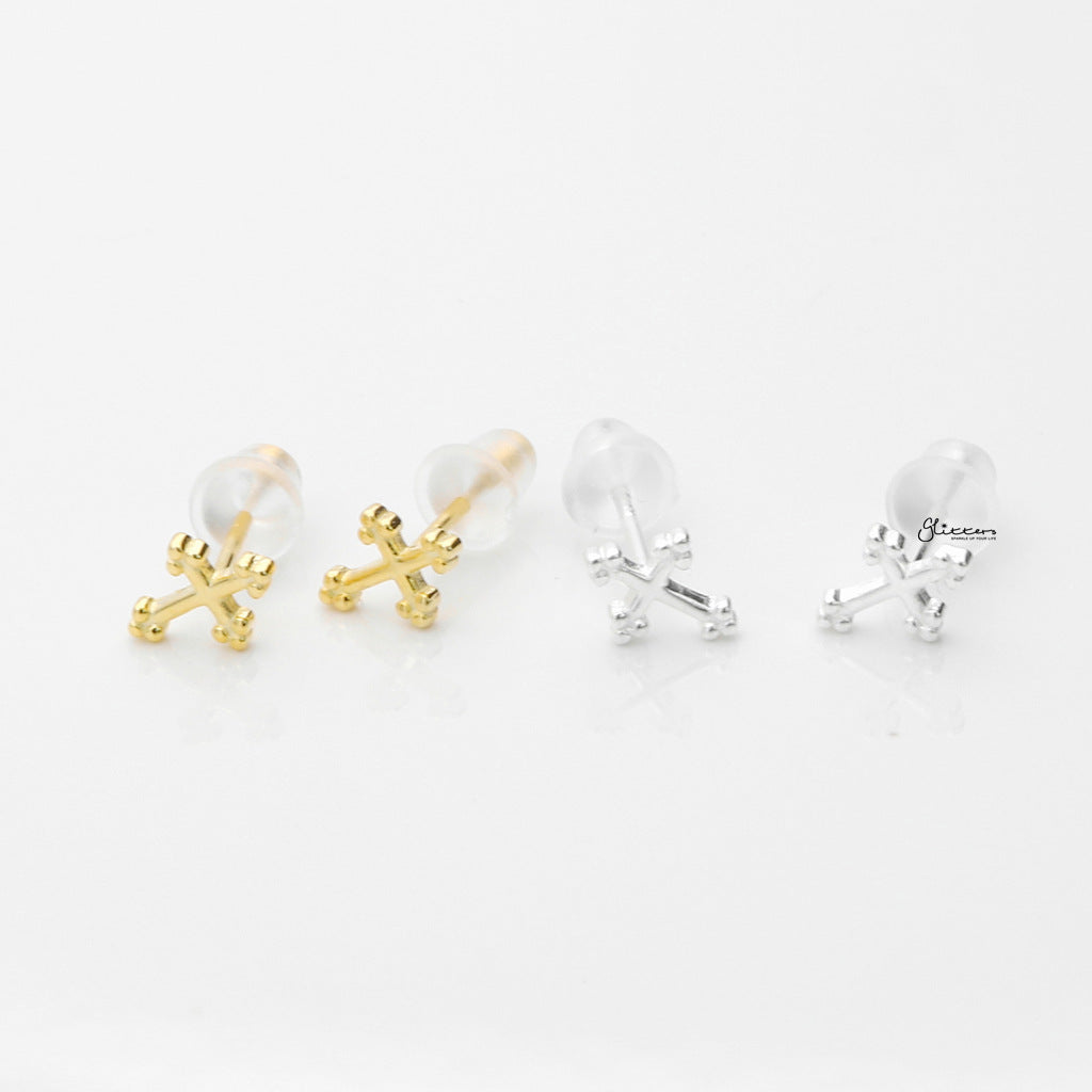 Gothic Cross Stud Earrings - Gold-Stud Earrings-2-Glitters