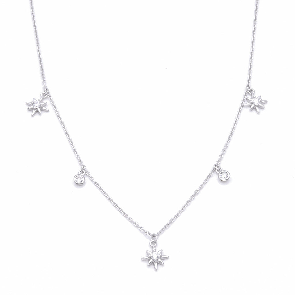 Sterling Silver Stars Charms Necklace I Glitters