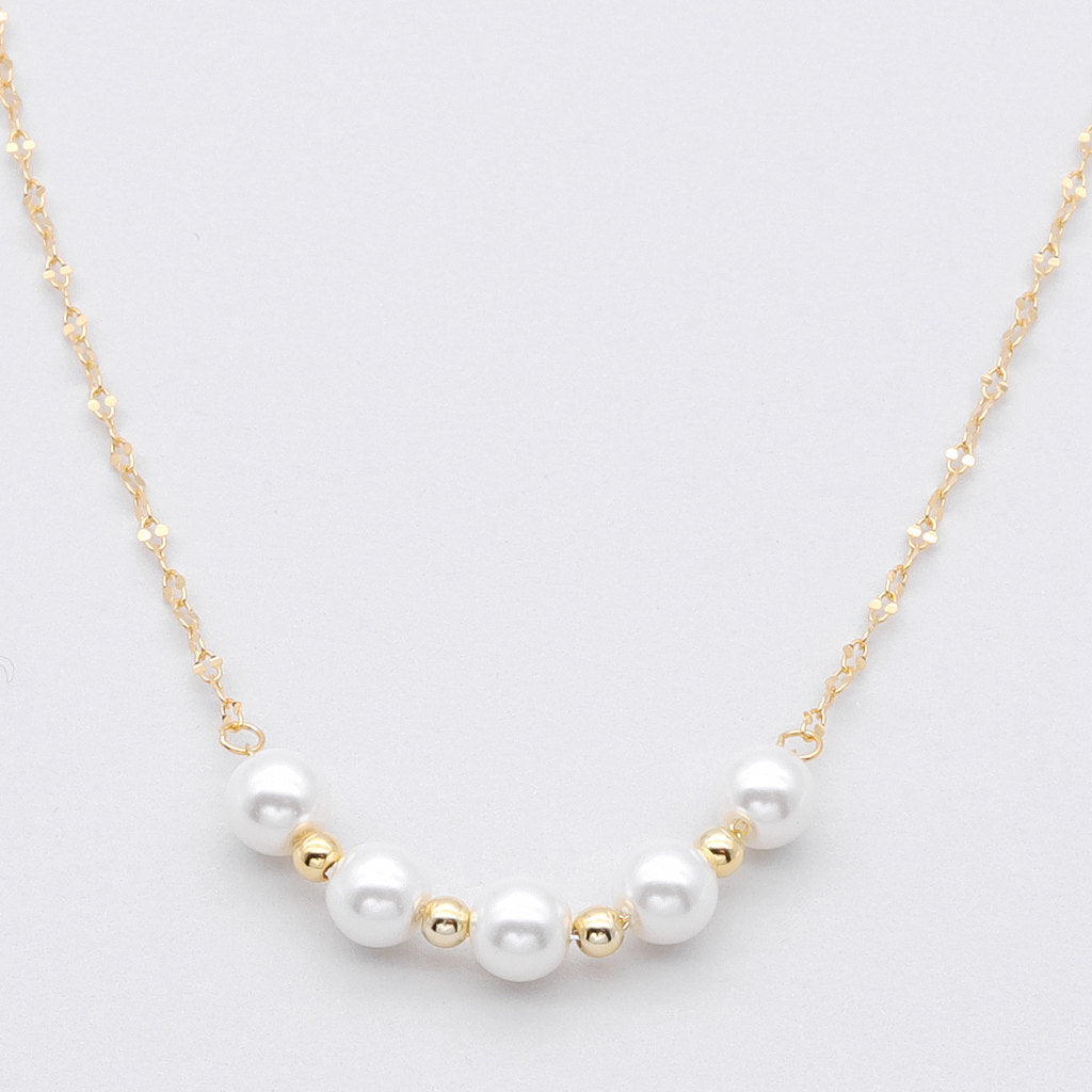 Sterling Silver Pearls Choker Necklace - Gold-Sterling Silver Necklaces-1-Glitters