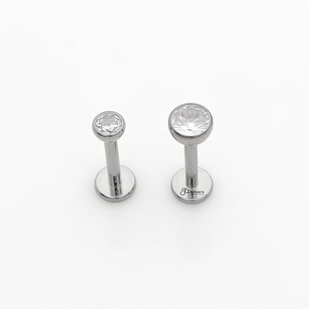 Round CZ Top Internally Threaded Flat Back Stud-Tragus | Cartilage | Daith | Conch-5-Glitters