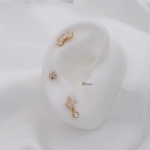 5 Marquis CZ Top Internally Threaded Flat Back Stud Earring