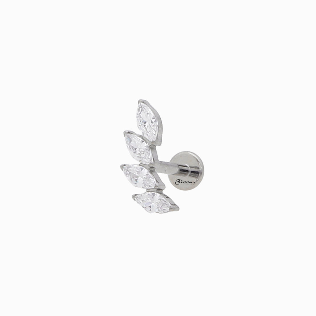 5 Marquise CZ Vine Top Titanium Flat Back Stud-Tragus | Cartilage | Daith | Conch-1-Glitters