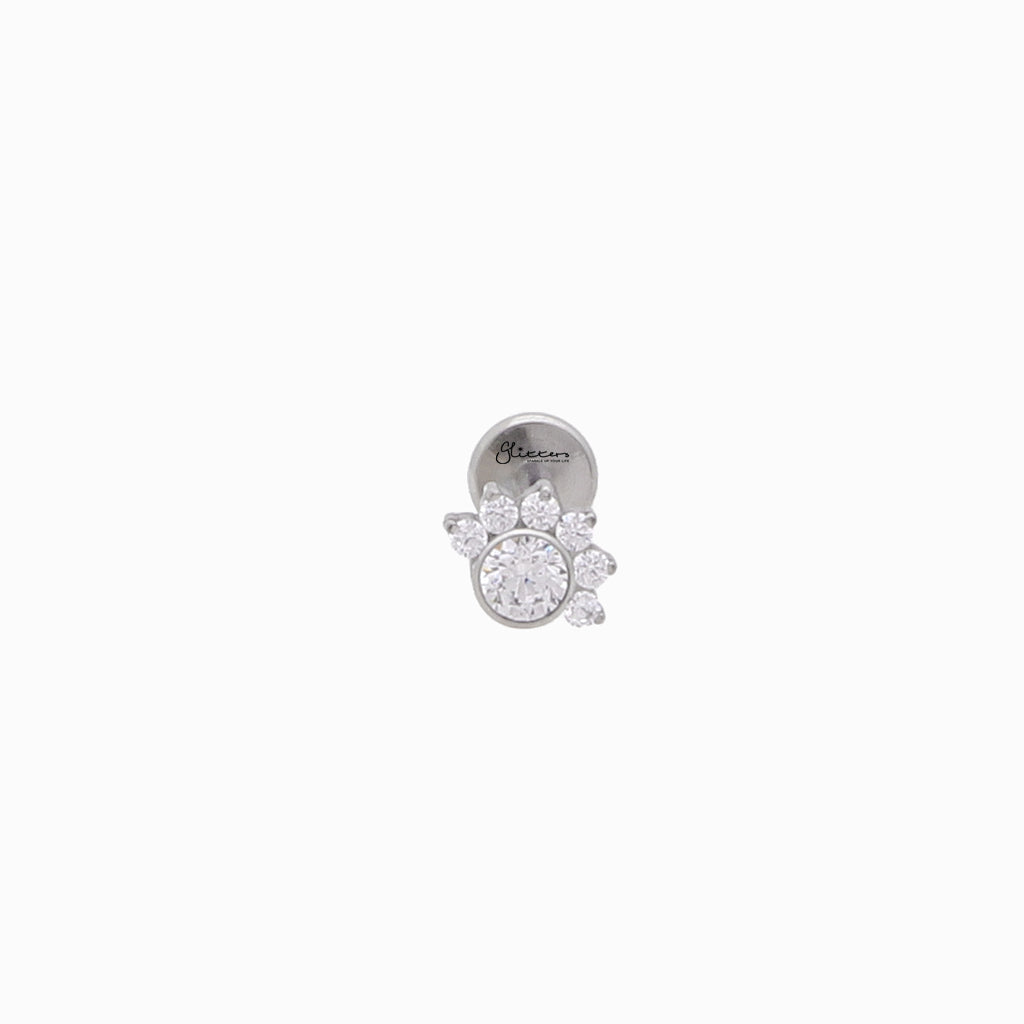 7 CZ Cluster Top Titanium Flat Back Stud-Tragus | Cartilage | Daith | Conch-3-Glitters