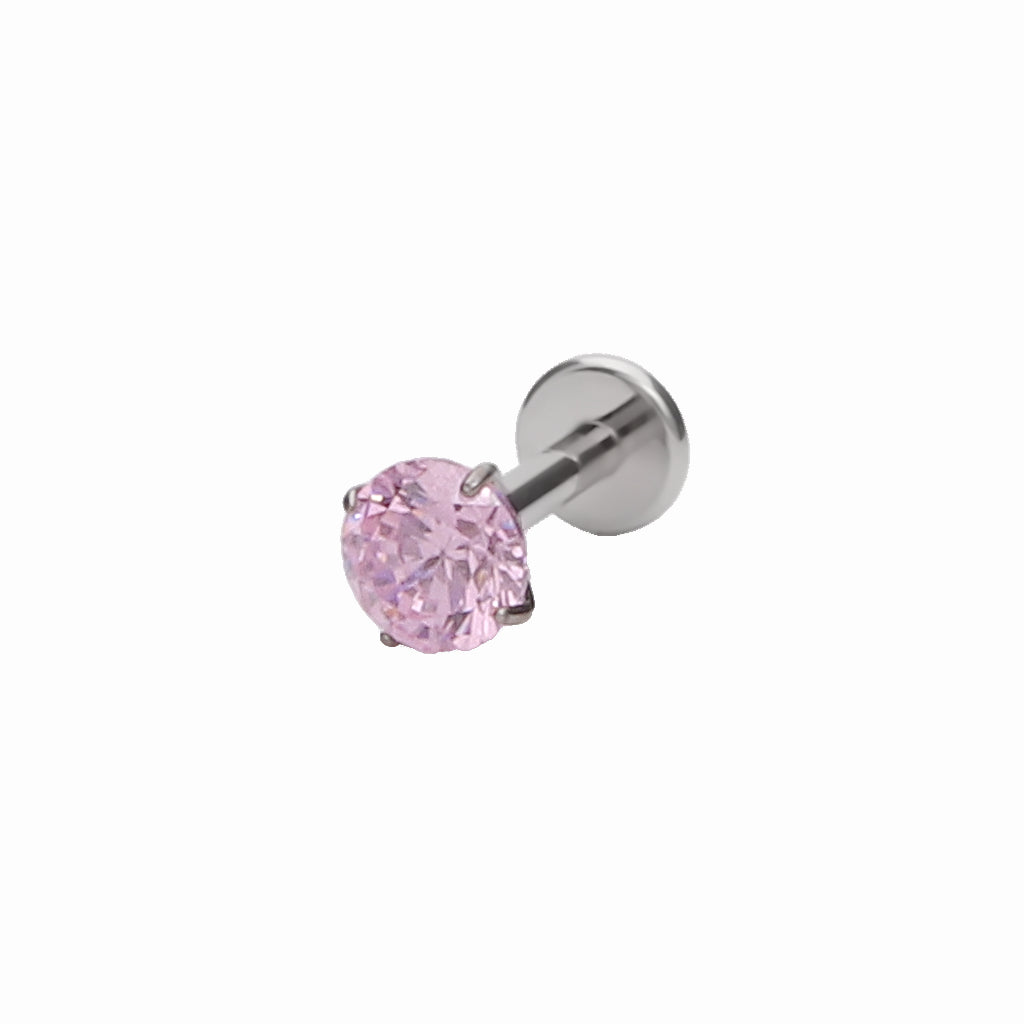 16g CZ Top Internal Threaded Flat Back Earring – Cartilage, Tragus, Helix, Labret – 9mm, Multicolor