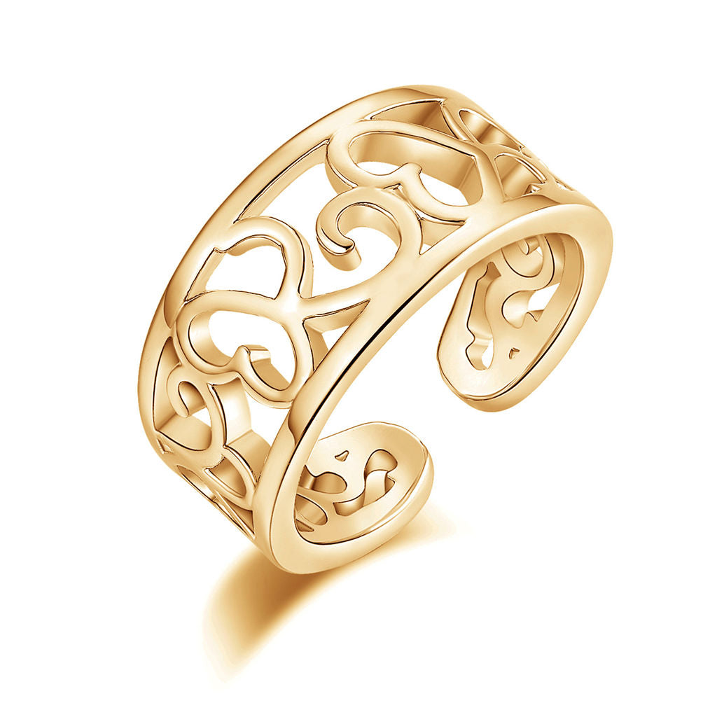 Hollow Hearts Pattern Band Toe Ring - Gold-Toe Ring-1-Glitters