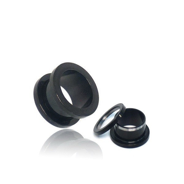 Black Surgical Stainless Steel Screw Fit Flesh Tunnels-Body Piercing Jewellery, Plug, Tunnel-142-Glitters