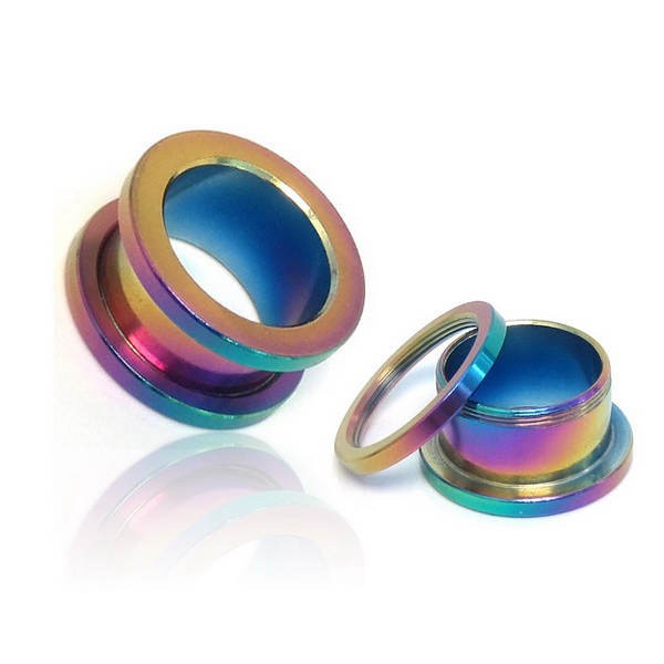 Rainbow Surgical Stainless Steel Screw Fit Flesh Tunnels-Body Piercing Jewellery, Plug, Tunnel-147-Glitters