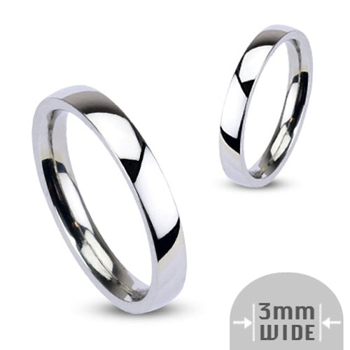 Stainless Steel 3mm Wide Glossy Mirror Polished Plain Band Ring-Jewellery, Men's Jewellery, Men's Rings, Plain Band, Rings, Stainless Steel, Stainless Steel Rings, Women's Jewellery, Women's Rings-192-Glitters