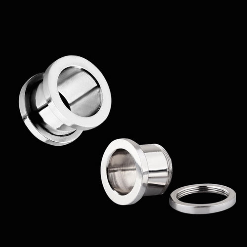 316L Surgical Steel Screw On Flesh Tunnels-Body Piercing Jewellery, Plug, Tunnel-263-Glitters
