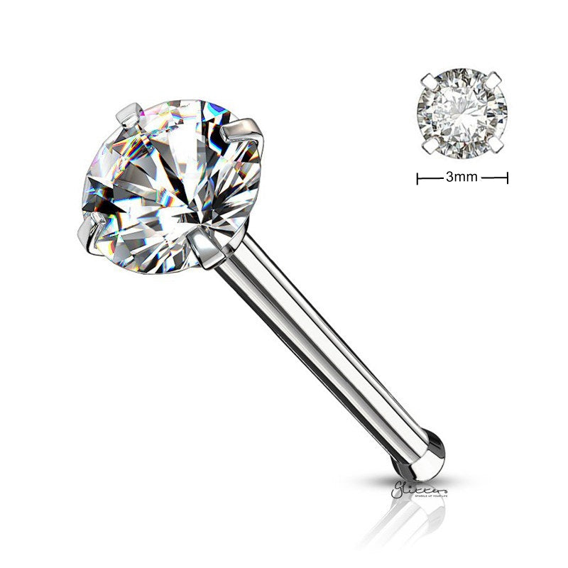 Round C.Z Nose Pin Stud-Body Piercing Jewellery, Cubic Zirconia, L Bend, Nose Piercing Jewellery, nose pin, Nose Studs-3mmCZNosepinStuds_New-Glitters